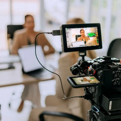 839bef52-6f6e-47e8-8f4b-b40528d83398-Successful business team discussing strategy while filming s