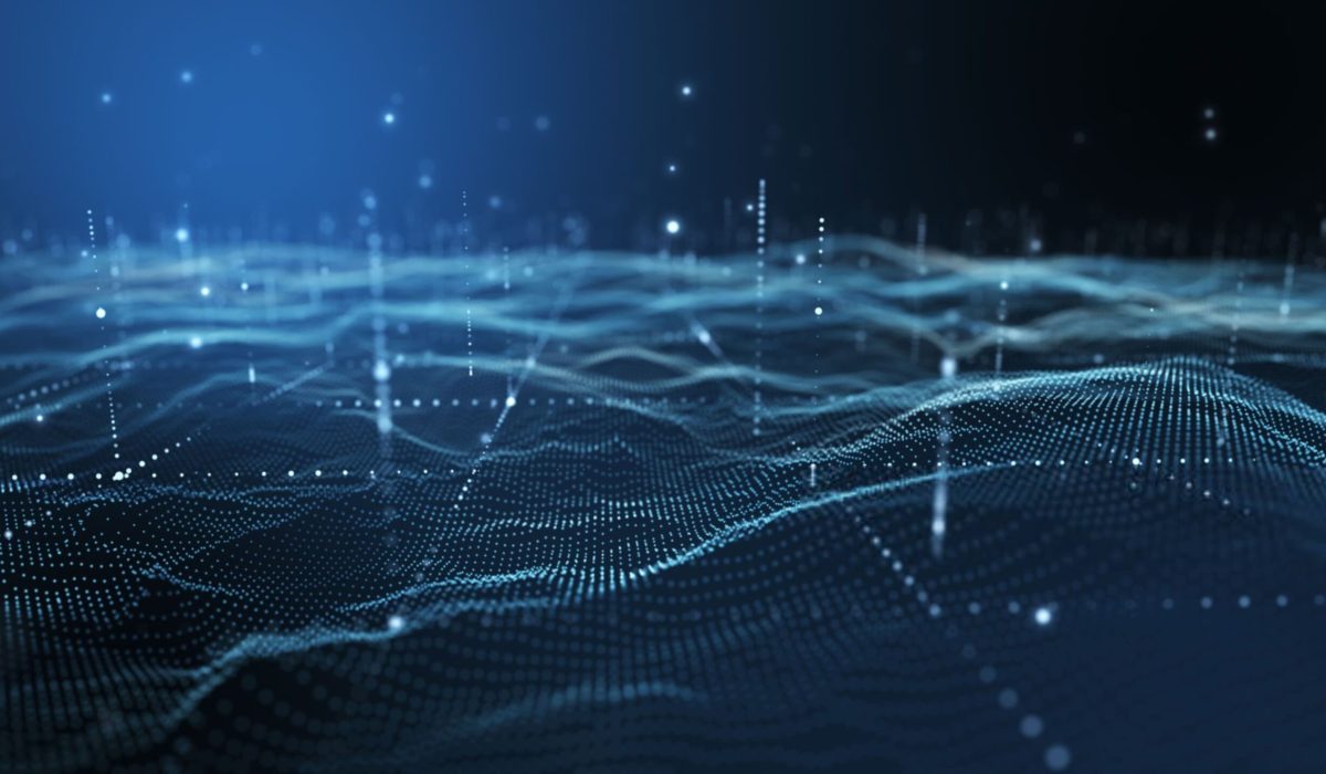 Futuristic flight through a digital line landscape, Blue dus (1) (1)